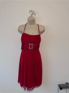Suzy Shier Red Strapless Empire-Waist Cocktail Dress